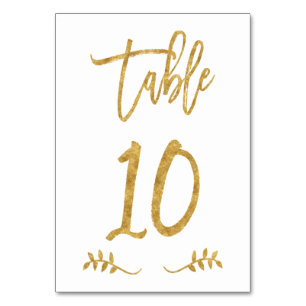 Tabelle 10   Elegante Gold Handwriting Brushed Lau Tischnummer