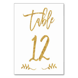 Tabelle 12 | Elegante Gold Handwriting Brushed Lau Tischnummer