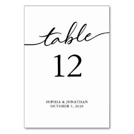 Tabelle 12 Personalisierte Hochzeit mit schwarzer Tischnummer