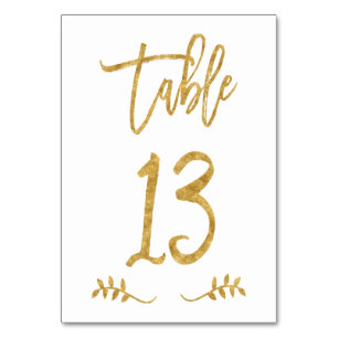 Tabelle 13   Elegante Gold Handwriting Brushed Lau Tischnummer