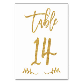 Tabelle 14 | Elegante Gold Handwriting Brushed Lau Tischnummer