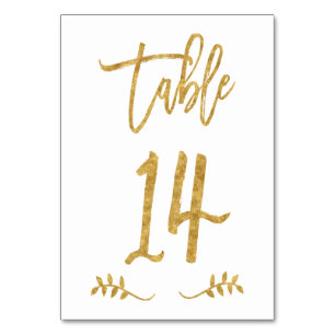 Tabelle 14   Elegante Gold Handwriting Brushed Lau Tischnummer