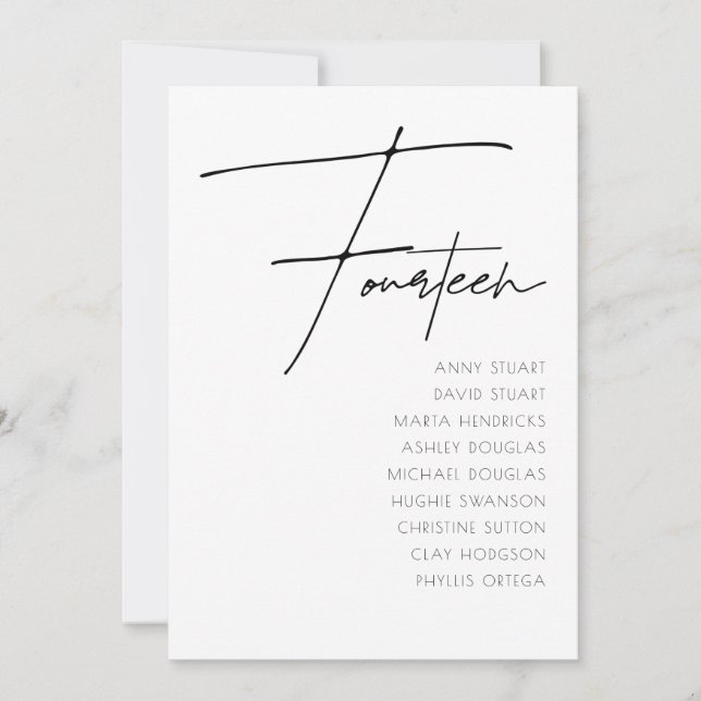 Tabelle 14 Vorlage für moderne Hochzeitsstipps-Tis (Vorderseite)