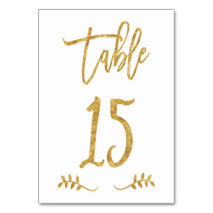 Tabelle 15   Elegante Gold Handwriting Brushed Lau Tischnummer
