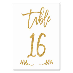 Tabelle 16   Elegante Gold Handwriting Brushed Lau Tischnummer