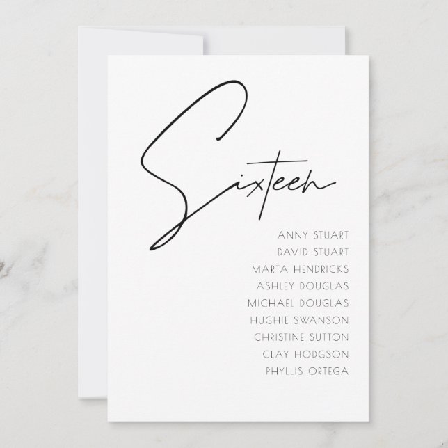 Tabelle 16 Vorlage für moderne Hochzeitsstipps-Tis (Vorderseite)