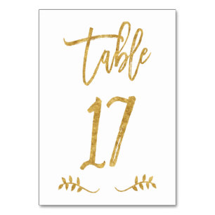Tabelle 17   Elegante Gold Handwriting Brushed Lau Tischnummer