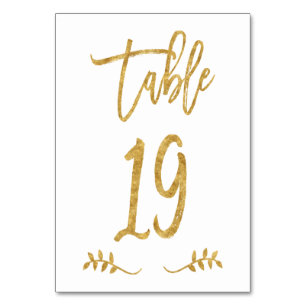 Tabelle 19   Elegante Gold Handwriting Brushed Lau Tischnummer