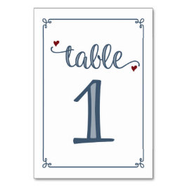 "Tabelle 1" Dusty Blue & Dark Red Tischnummer