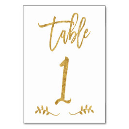 Tabelle 1 | Elegante Gold Handwriting Brushed Laur Tischnummer