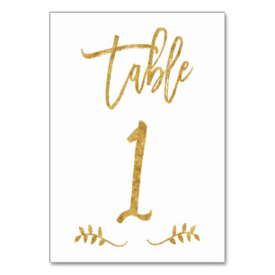 Tabelle 1   Elegante Gold Handwriting Brushed Laur Tischnummer