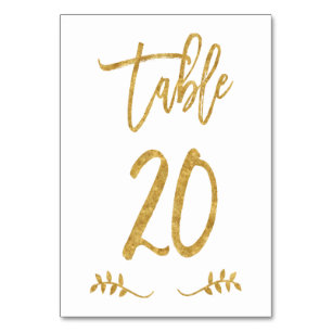 Tabelle 20   Elegante Gold Handwriting Brushed Lau Tischnummer