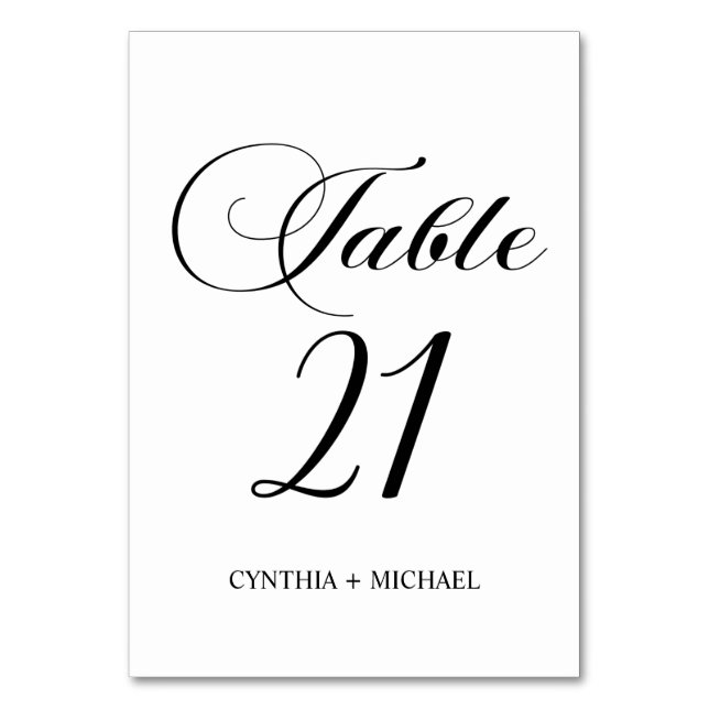Tabelle 21 Moderne Script-Hochzeitsskripte-Tischnu Tischnummer (Vorderseite)