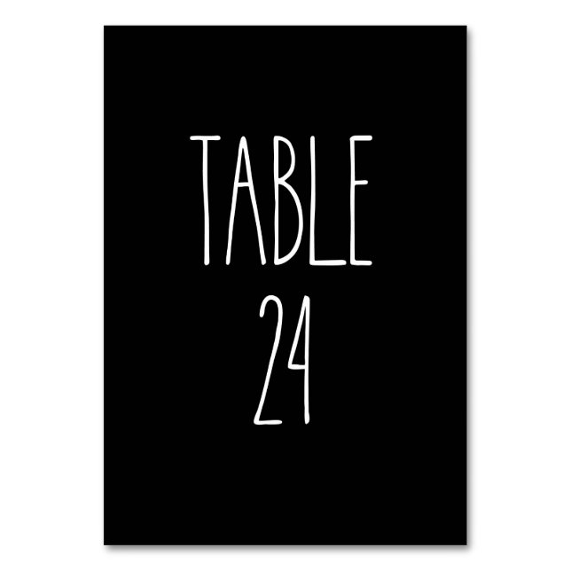 Tabelle 24 Rohe Dunn-schwarze Tischkarte Tischnummer (Vorderseite)