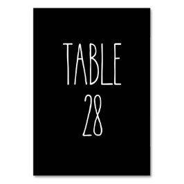 Tabelle 28 Rohe Dunn-schwarze Tischtafelkarte Tischnummer