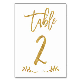 Tabelle 2 | Elegante Gold Handwriting Brushed Laur Tischnummer