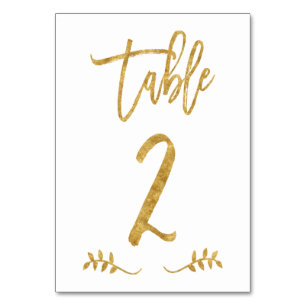 Tabelle 2   Elegante Gold Handwriting Brushed Laur Tischnummer