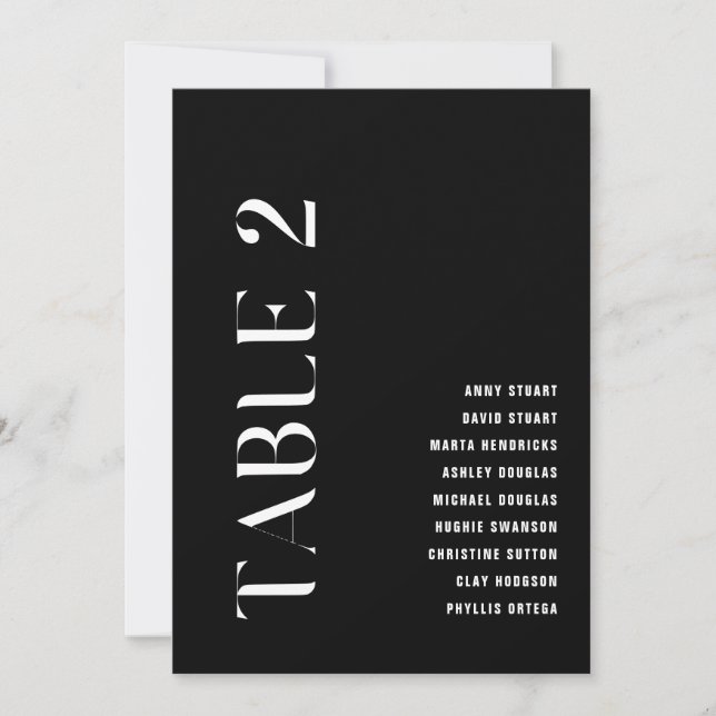 Tabelle 2 Moderne kühne Hochzeitsstiftung Tischnum Einladung (Vorderseite)