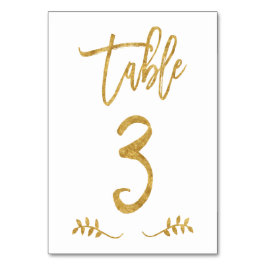 Tabelle 3 | Elegante Gold Handwriting Brushed Laur Tischnummer