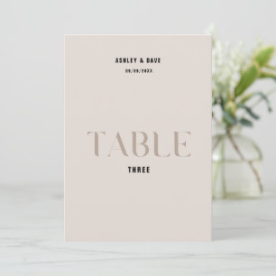 Tabelle 3 Fette Beige Hochzeitstischnummer Einladung