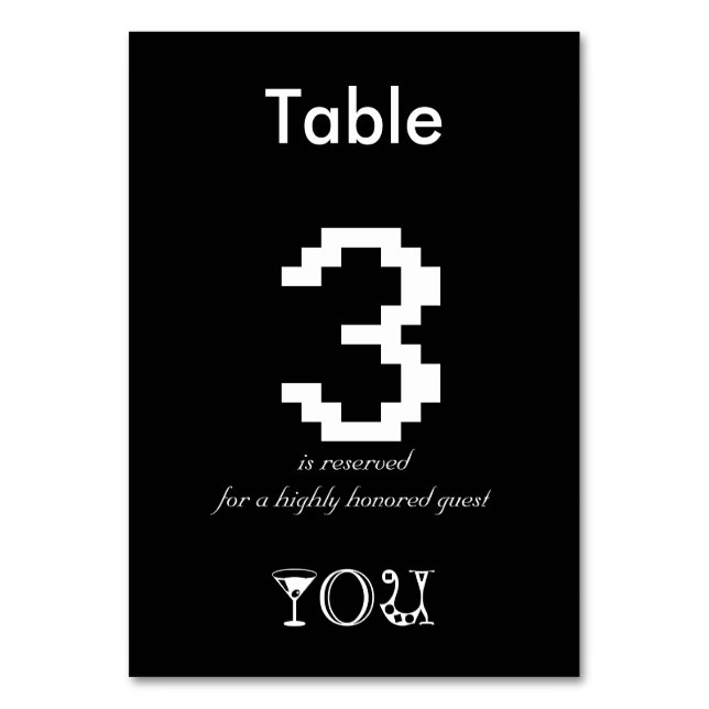 Tabelle 3 ist für einen sehr geehrten Gast reservi Tischnummer (Vorderseite)