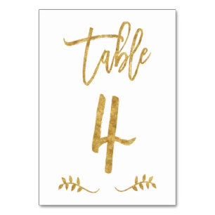 Tabelle 4   Elegante Gold Handwriting Brushed Laur Tischnummer
