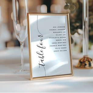 Tabelle 4 Vertikale Skriptsitzkarte für Hochzeiten Einladung
