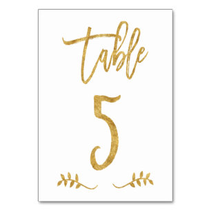 Tabelle 5   Elegante Gold Handwriting Brushed Laur Tischnummer