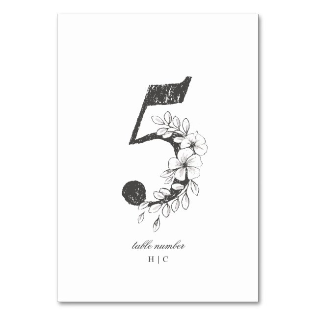 Tabelle 5 Schöne blumengeschliffene Kranzkrautheir Tischnummer (Vorderseite)