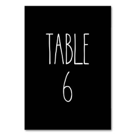 Tabelle 6 Die schwarze schwarze Tischtafelkarte vo Tischnummer
