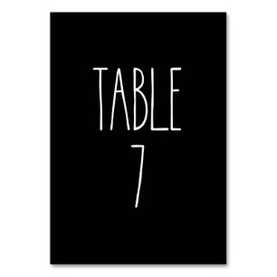 Tabelle 7 Die schwarze schwarze Tischkarte von Rae Tischnummer