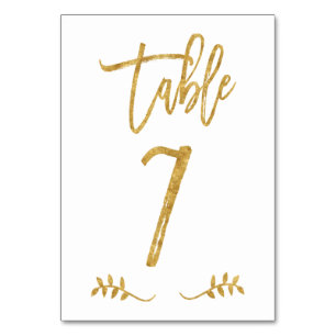 Tabelle 7   Elegante Gold Handwriting Brushed Laur Tischnummer