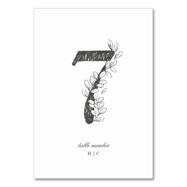 Tabelle 7 Schöne blumengezeichnete Kranzkrauthochz Tischnummer (Vorderseite)