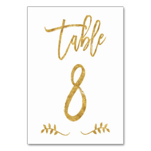 Tabelle 8   Elegante Gold Handwriting Brushed Laur Tischnummer