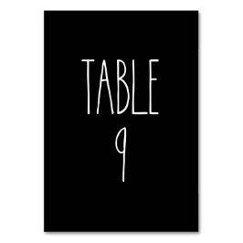 Tabelle 9 Die schwarze schwarze Tischtafelkarte vo Tischnummer