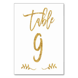 Tabelle 9 | Elegante Gold Handwriting Brushed Laur Tischnummer