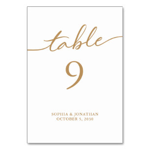 Tabelle 9 Goldkalligrafie Personalisierte Hochzeit Tischnummer