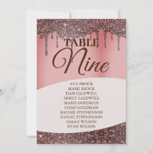 Tabelle 9 Neun: Eleganter Glitzer Rosa Sitztabelle Einladung