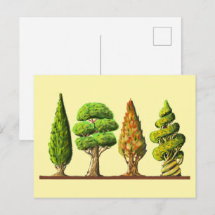 Tabelle der drei geschnitzten Bäume, Digitalzeichn Postkarte