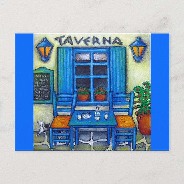 Tabelle für zwei in Griechenland Postkarte (Vorderseite)