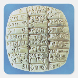 Tabelle mit cuneiform script, c.2400 BC (t Quadratischer Aufkleber
