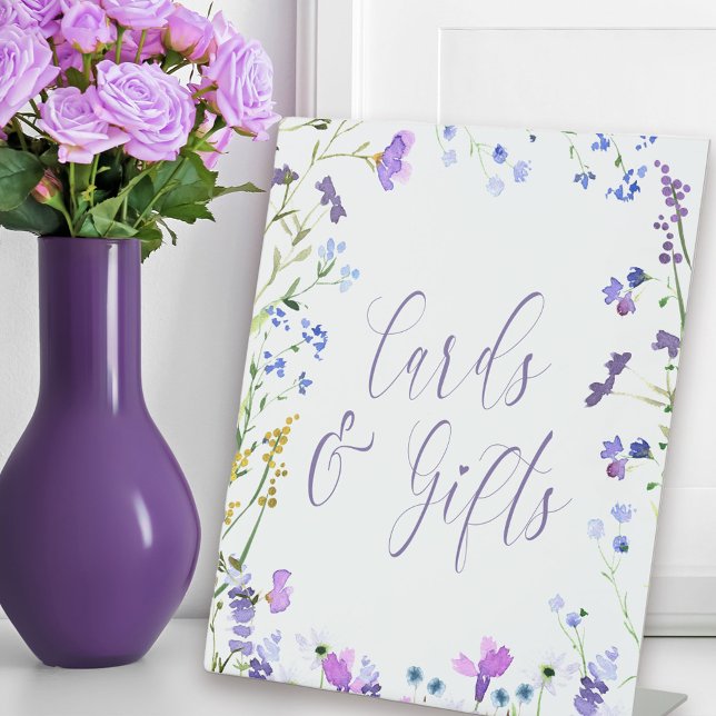 Tabelle mit Karten und Geschenken für die lila Wil Sockelschild (Cards & Gift Table Sign from my Purple Wildflower Collection. )