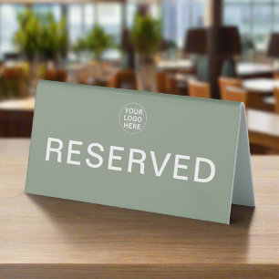Tabelle reserviert l Clean Sage Green Business Log Tischaufsteller