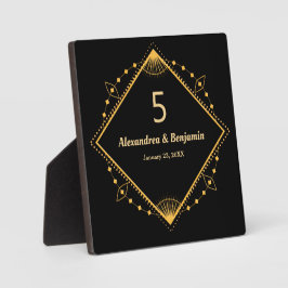 Tabelle Top Number Wedding Gold Black Personalize Fotoplatte