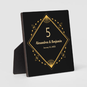Tabelle Top Number Wedding Gold Black Personalize Fotoplatte