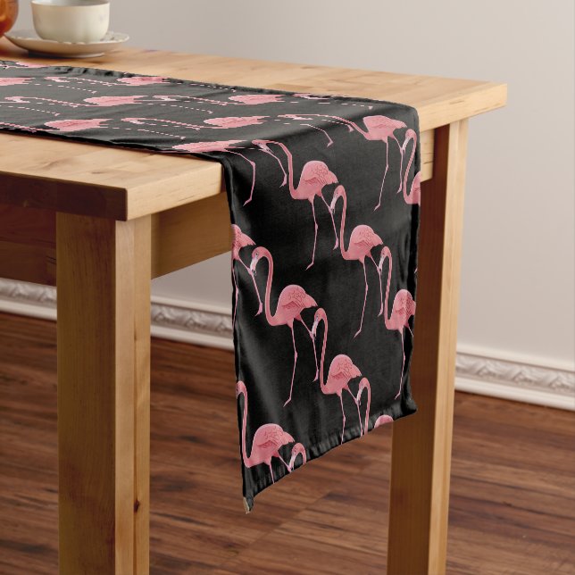 Tabellen-Läufer-Tropischer rosa Flamingo-Vogel Kurzer Tischläufer (Beispiel)