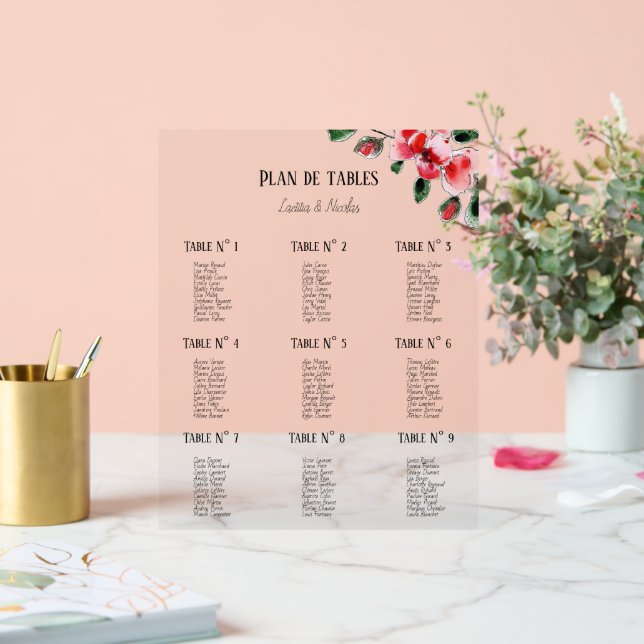 Tabellenebene Acrylschild (Hochzeit)