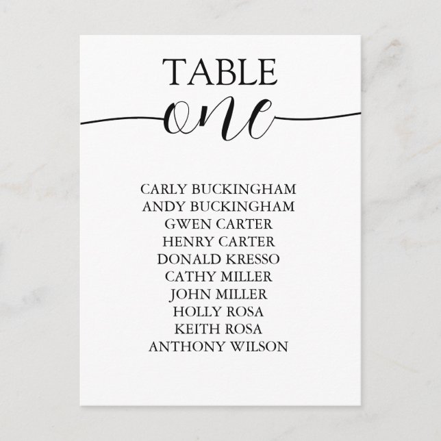 TABELLENEINSTELLUNGEN MIT ZAHLEN POSTKARTE (Vorderseite)