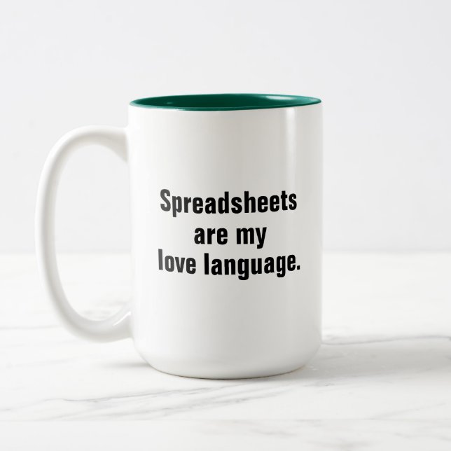 Tabellenkalkulationen sind mein Liebe-Sprachingeni Zweifarbige Tasse (Links)