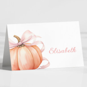 Tabellenkarte "Pumpkin Pink Bow" Brautparty Tischnummer